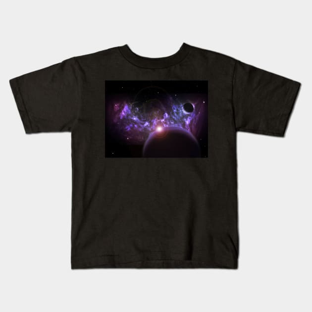 Purple Nebula Space Kids T-Shirt by 2HivelysArt